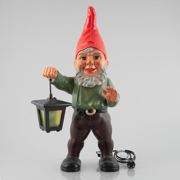 Gnome with lantern, earthenware, Heissner, West Germany, second half of the 20th century.