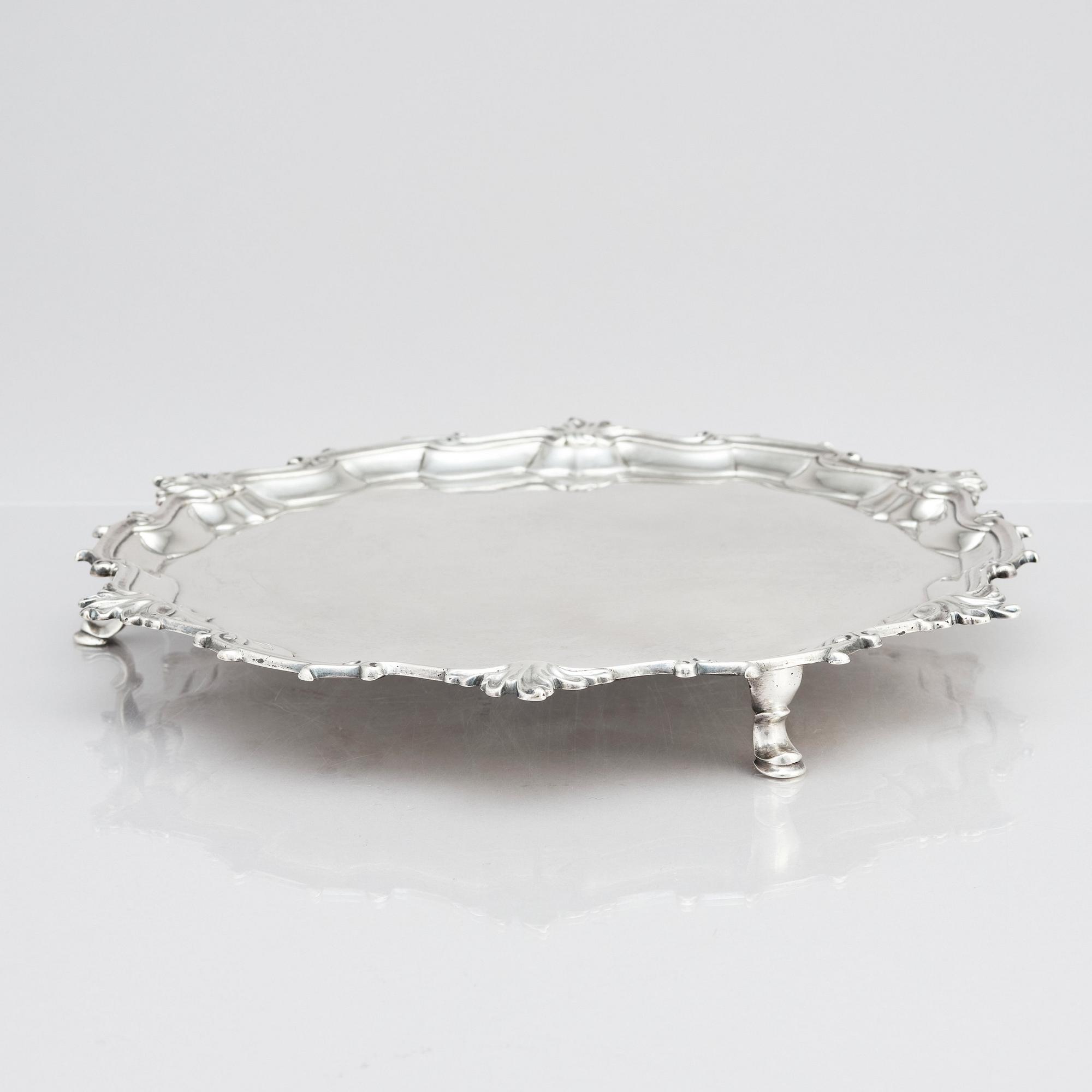 An English silver salver/plate, mark of Thomas Cooke II and Richard Gurney, London 1753.