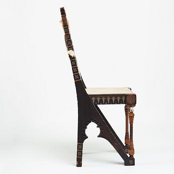 Carlo Bugatti, CARLO BUGATTI, an ebonized wood and walnut chair, Turin, Italy ca 1900.