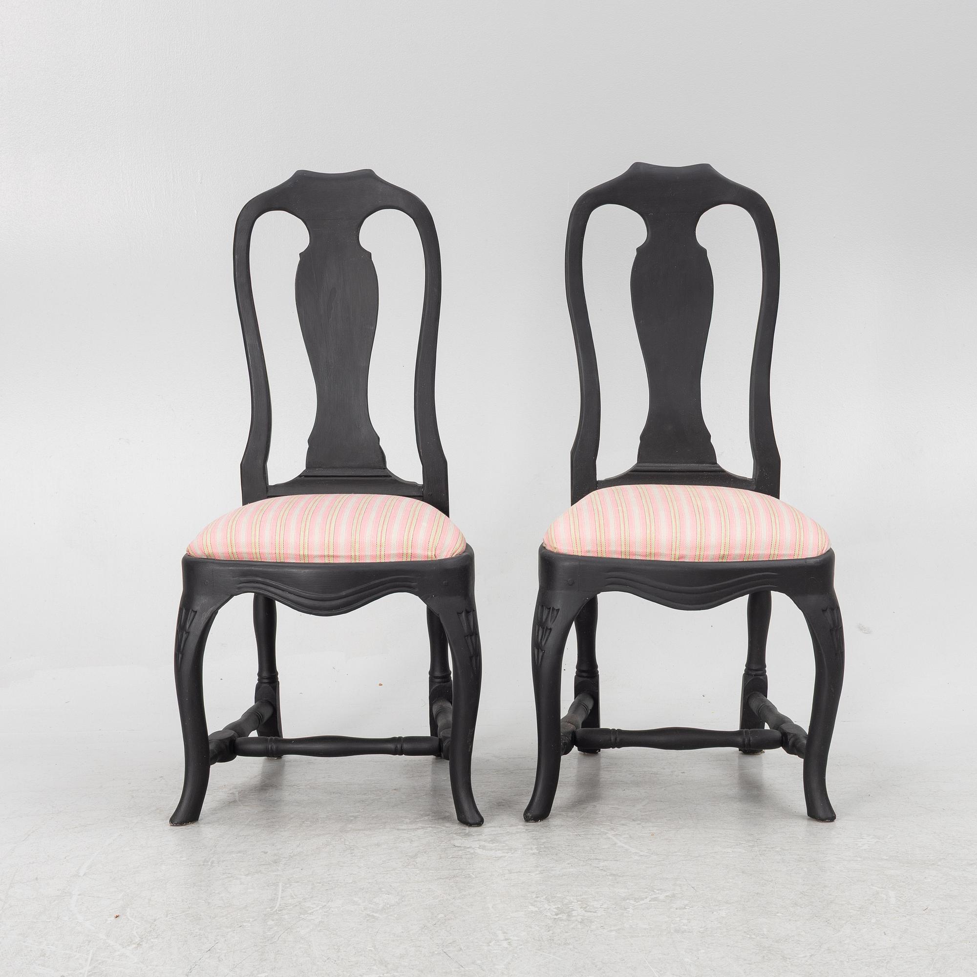 A pair of rococo chairs, mid 18th century.