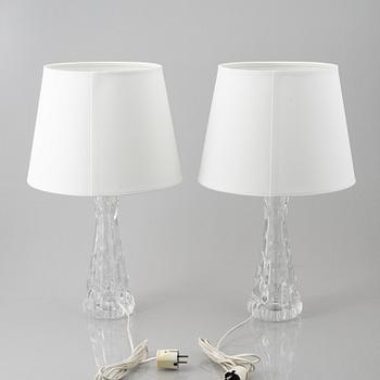 Carl Fagerlund, a pair of model 'RD-1477' table lamps, Orrefors.