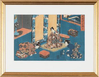 Utagawa Kunisada, färgträsnitt,  Japan, ca. 1851.