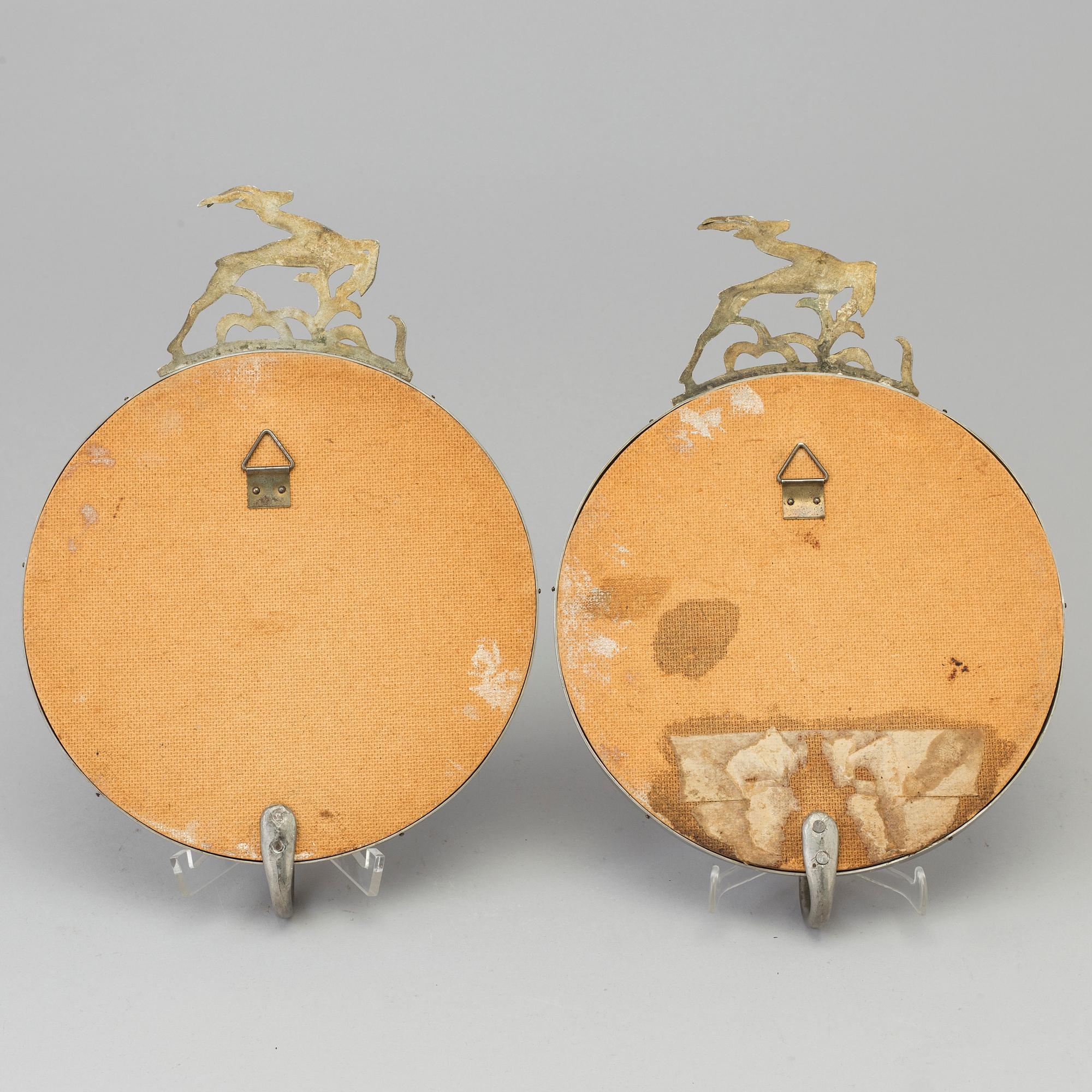 A pair Art Deco pewter wall scones, 1930 / 40s.