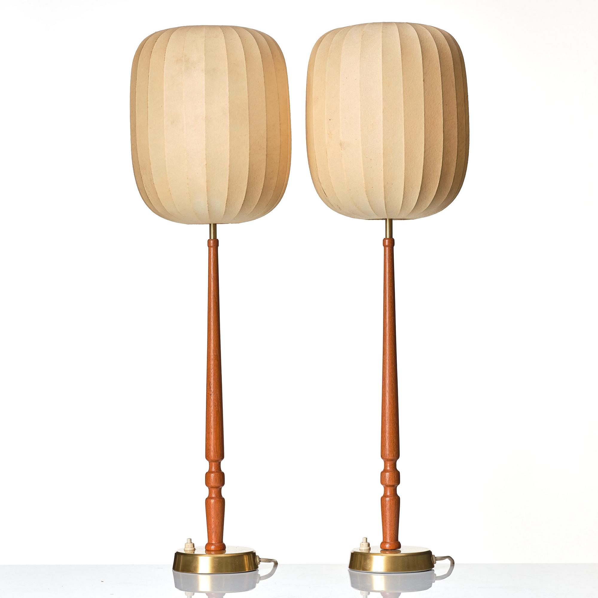 Hans Bergström, a pair of table lamps, model "743", ateljé Lyktan, Sweden, 1940-50s.