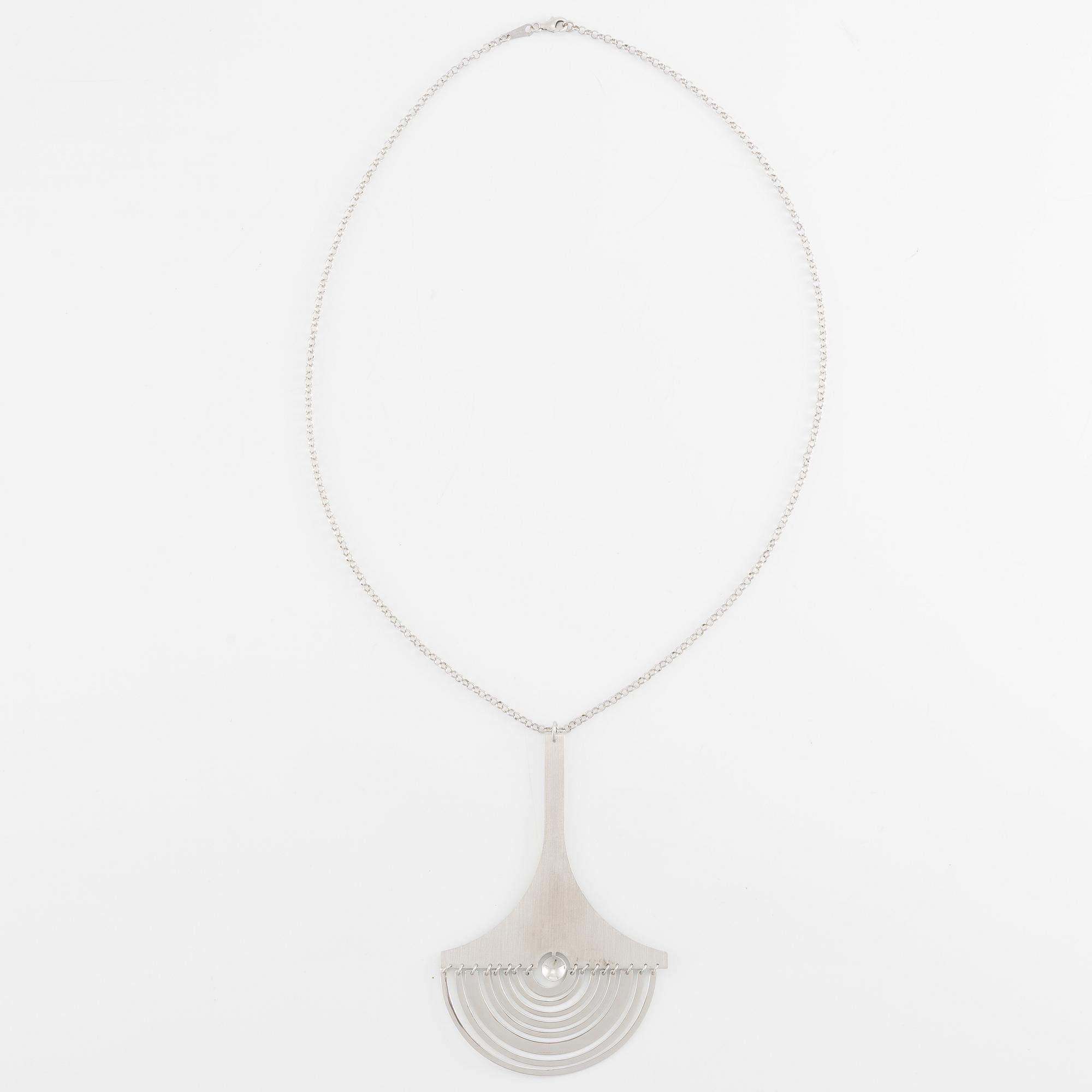 Tapio Wirkkala, pendant with chain "Moon Slice", sterling silver, for Kultakeskus.
