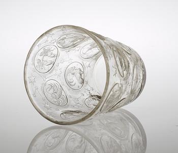 A Vera Lisková cut and engraved glass 'Zodiac Beaker', Kamenický Senov, circa 1947-48.