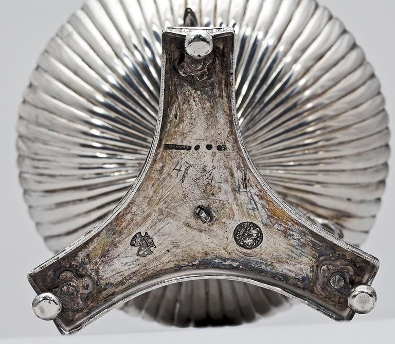 SOCKERSKÅL, silver, empire, Johan Petter Grönvall, Stockholm 1820. Totalvikt 641 g.