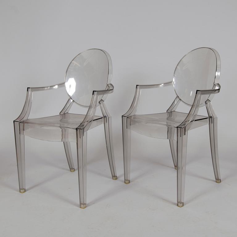 KARMSTOLAR, 1 par, "Louis Ghost", Philippe Starck för Kartell.