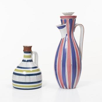 Stig Lindberg, Two faience jugs, Gustavsberg Studio.