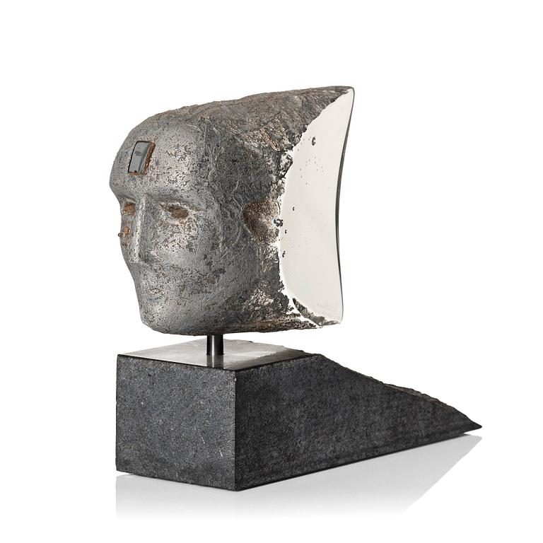 Bertil Vallien, skulptur, "Janus", Kosta Boda, unik.