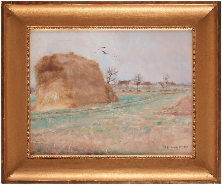 Nils Kreuger, "Halmstack på åkern" (Haystack in the field).