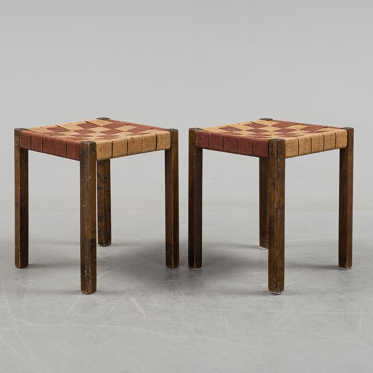 A pair of stools designed by Axel Larson from Svenska Möbelfabriken, 1930s.