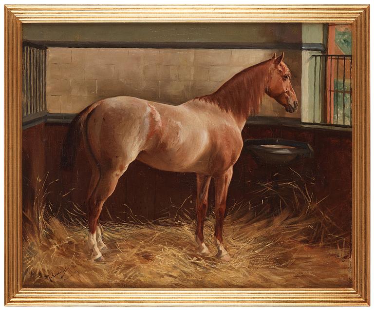 Carl Georg Arsenius, Horse looks out from the stable.