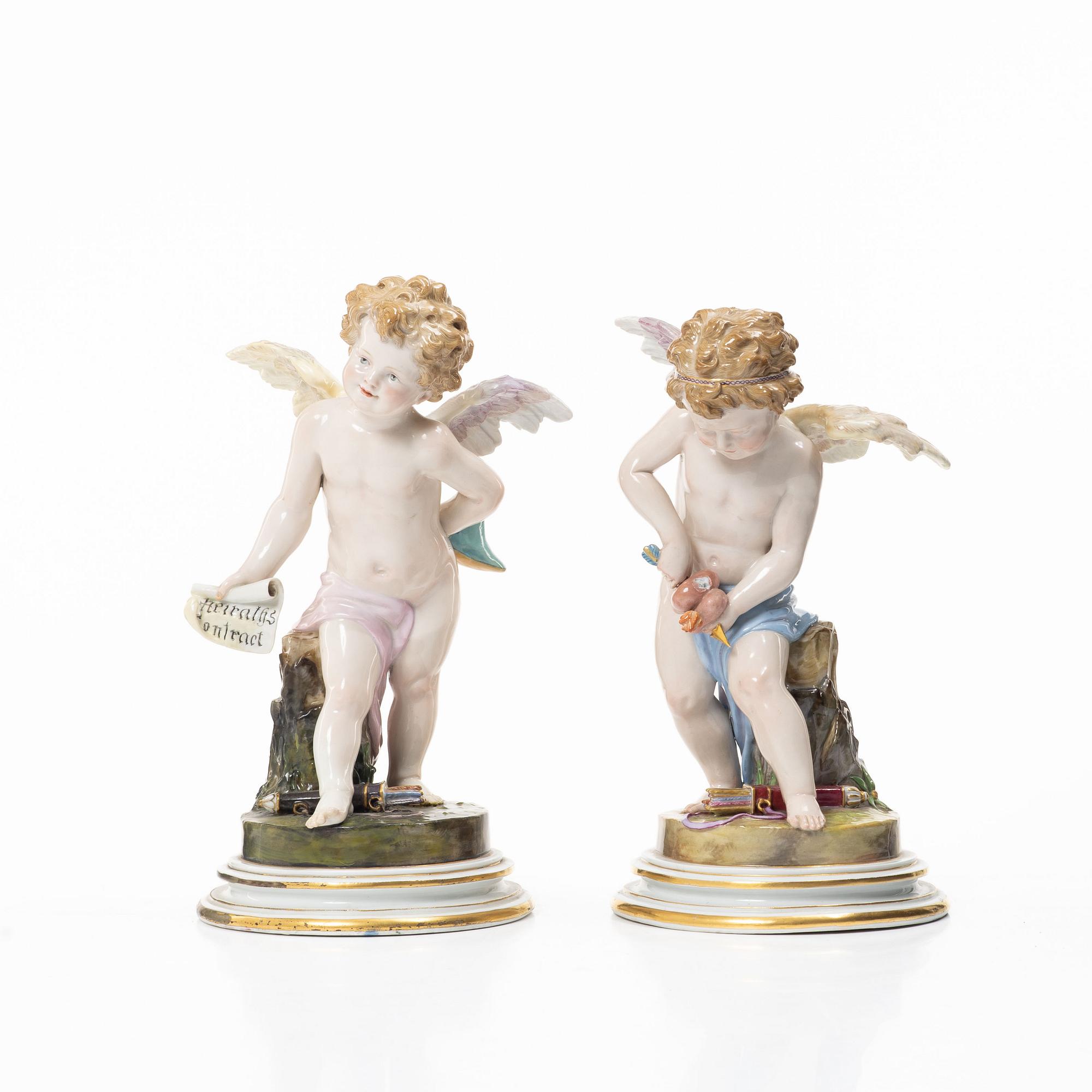 Meissen, A pair of porcelain figurines, Heinrich Schwabe, second half of the 19th century.