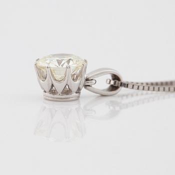A circa 2.40 ct old cut diamond pendant with chain. Quality circa K-L/VVS-VS.