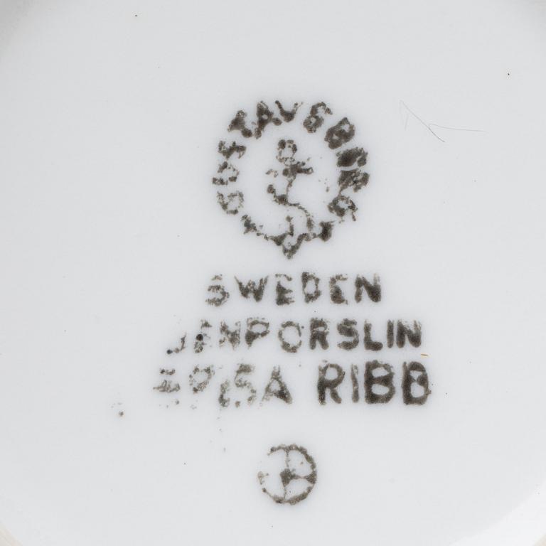 KAFFESERVIS, 18 delar, benporslin, "Spisa Ribb", Stig Lindberg, Gustavsberg.