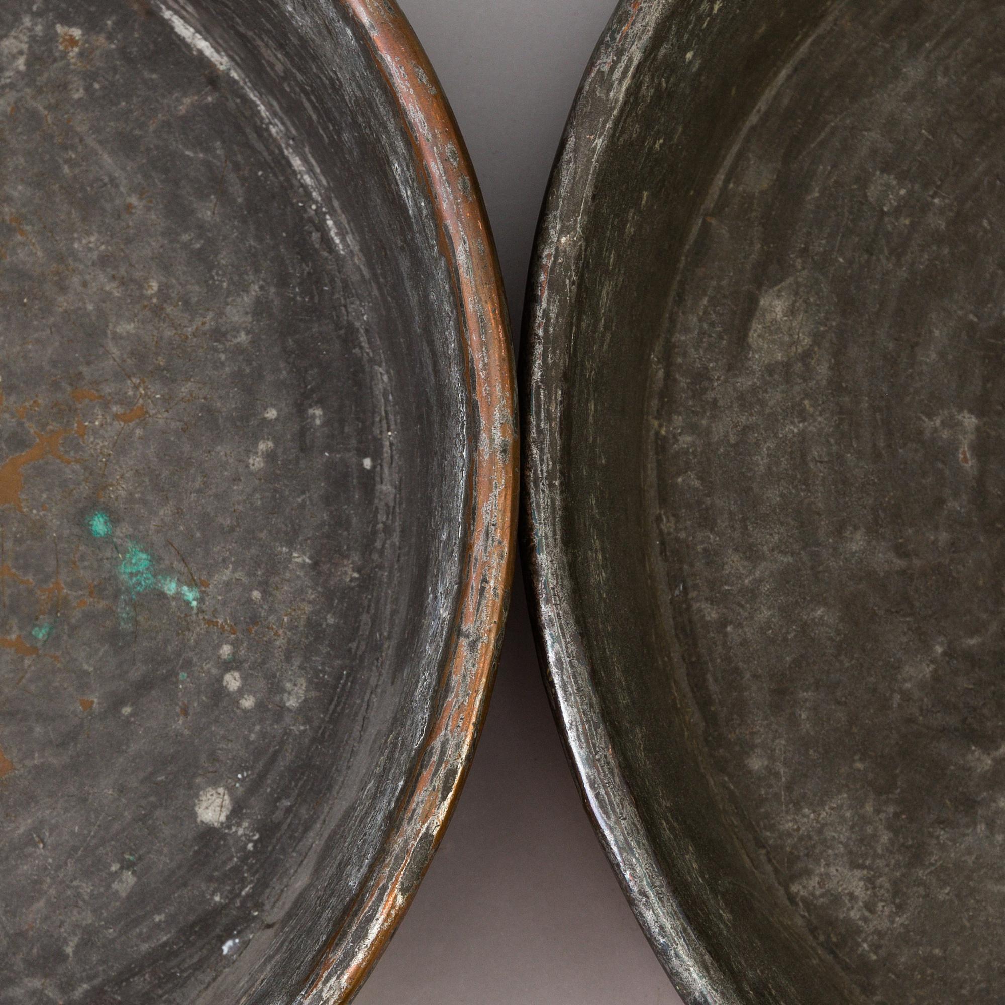A set of 2 pieces Swedish 19th century COPPER COOKWARE, marked "ANS".