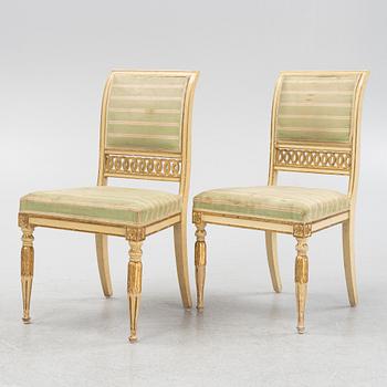 A late Gustaivan style sofa and four matched chairs from around the year 1900.