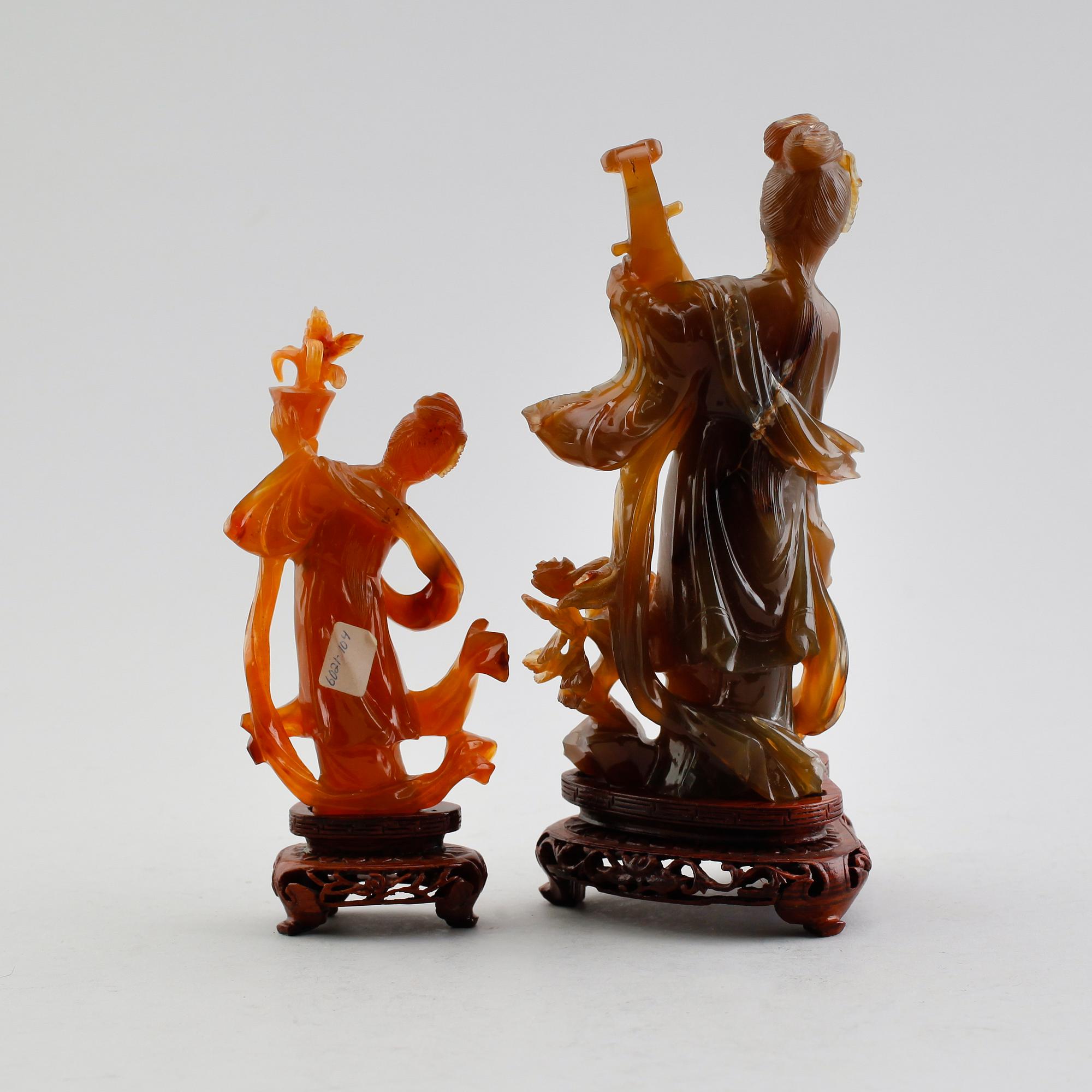 FIGURER, 2 st, agat, Kina.