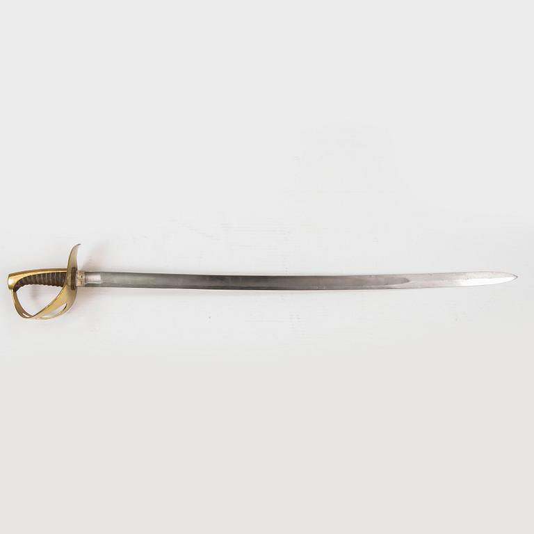 A Swedish cavalry sabre 1854 pattern with scabbard.