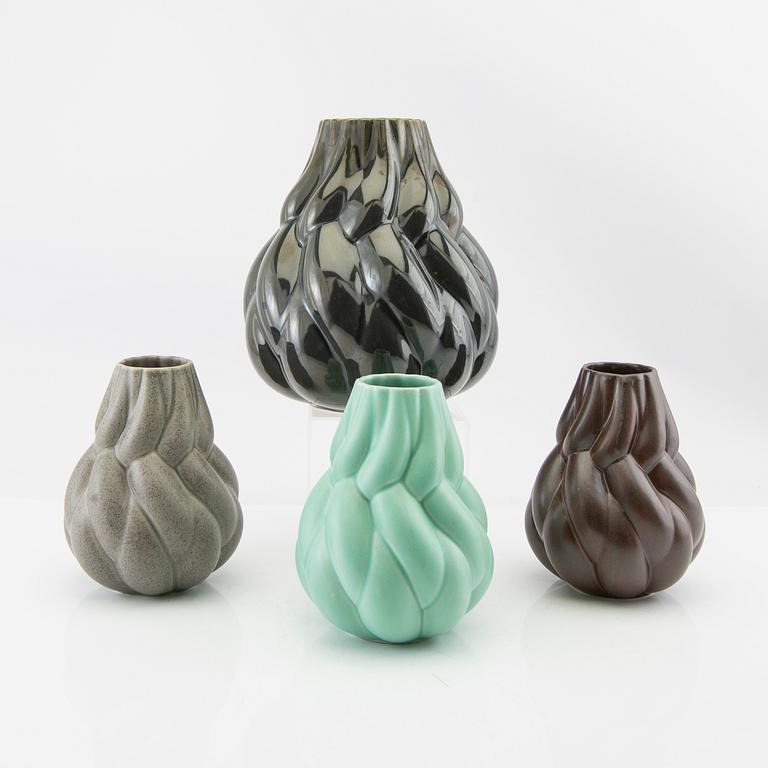 Lisa Hilland, vases 4 pcs "Eda" for Myltha, 21st century glazed stoneware.