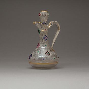 KARAFF med PROPP, glas, troligen Frankrike, 1800-talets slut.
