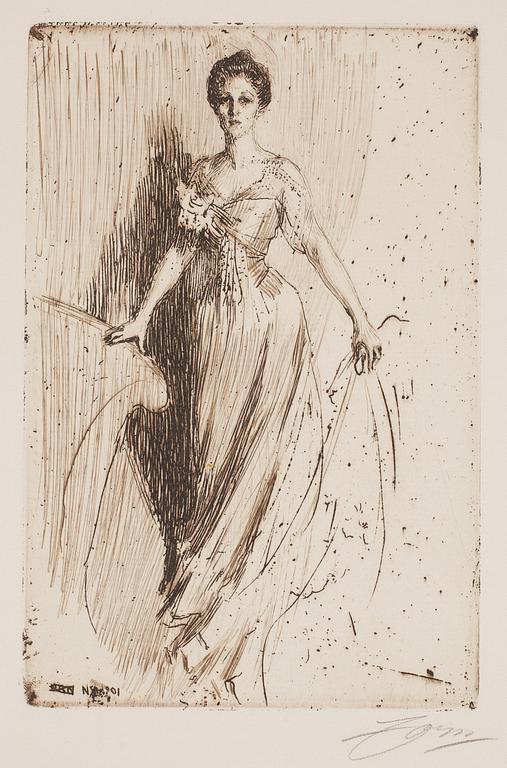 Anders Zorn, ANDERS ZORN, etching, (III state of III), 1901, signed in pencil.