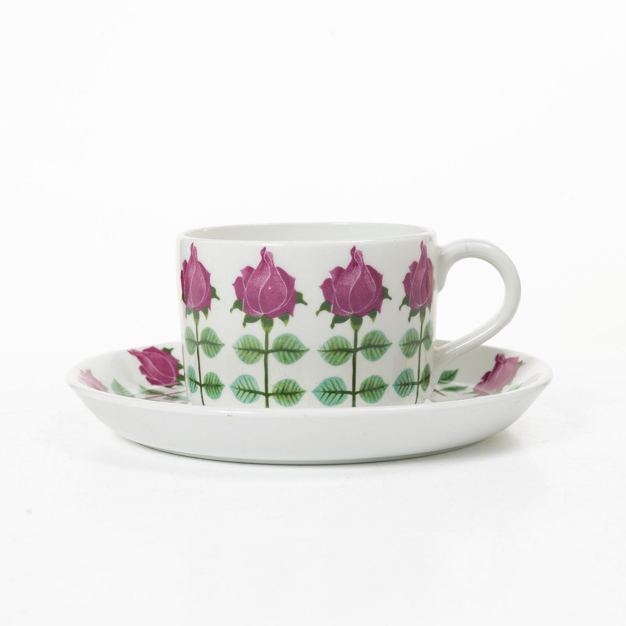 Stig Lindberg, Teacups and saucers, 6 pieces, “Pynta”, Gustavsberg.