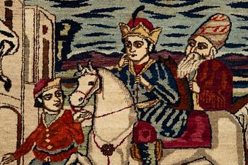 A pictoral Kashan rug, Central Persia, Souf, c. 201 x 142 cm.