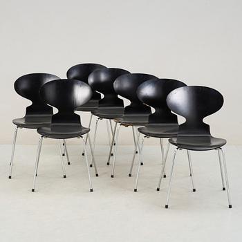 STOLAR, 7 st, "Myran", Arne Jacobsen för Fritz Hansen, 1900-talets andra hälft.