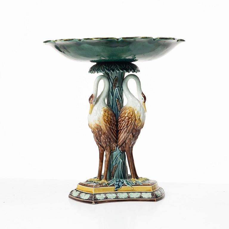 A  Swedish cream ware/maijolica center piece, Gustavsberg, 1884.