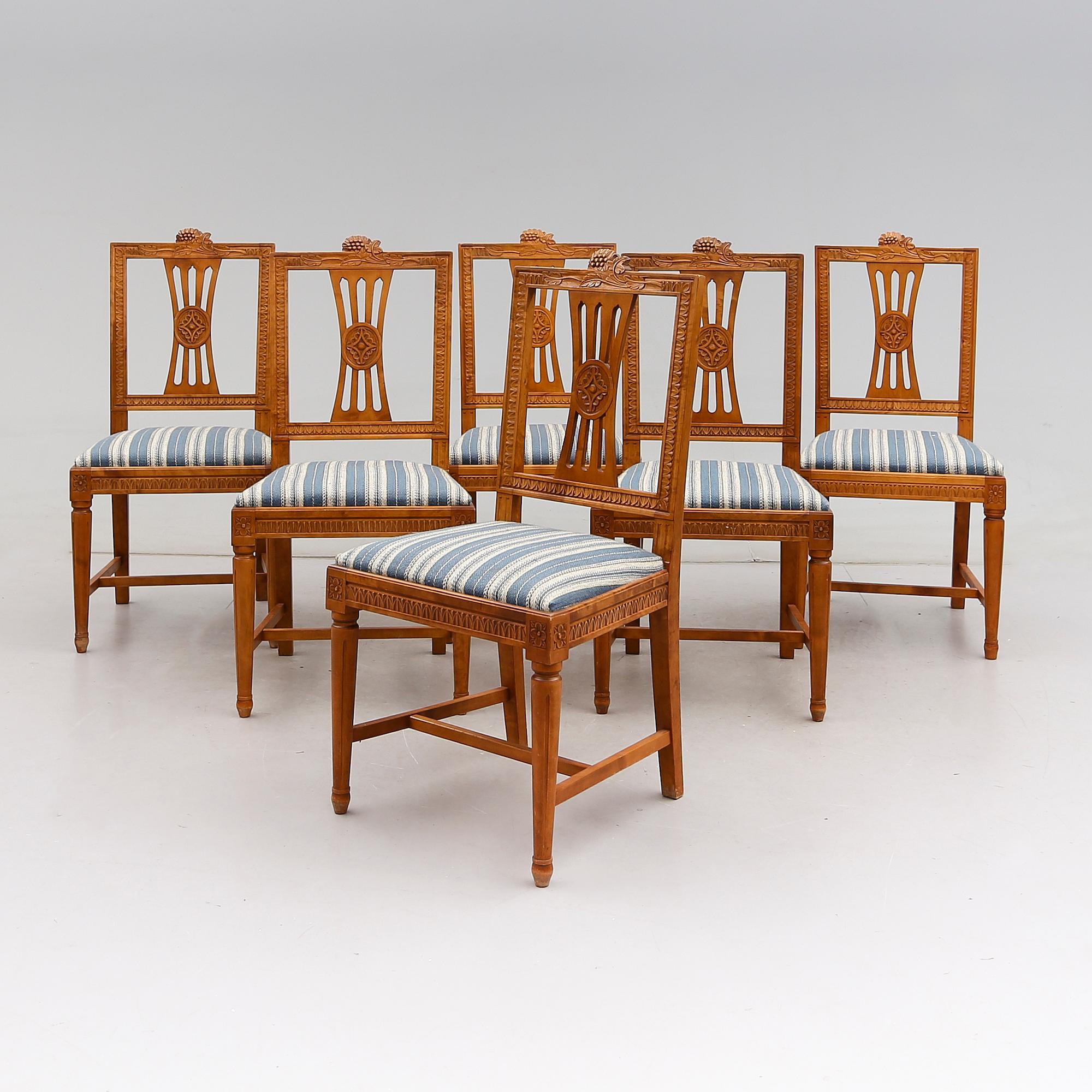 STOLAR, 6 st, gustaviansk stil, Taserud, 1900-talets andra hälft.