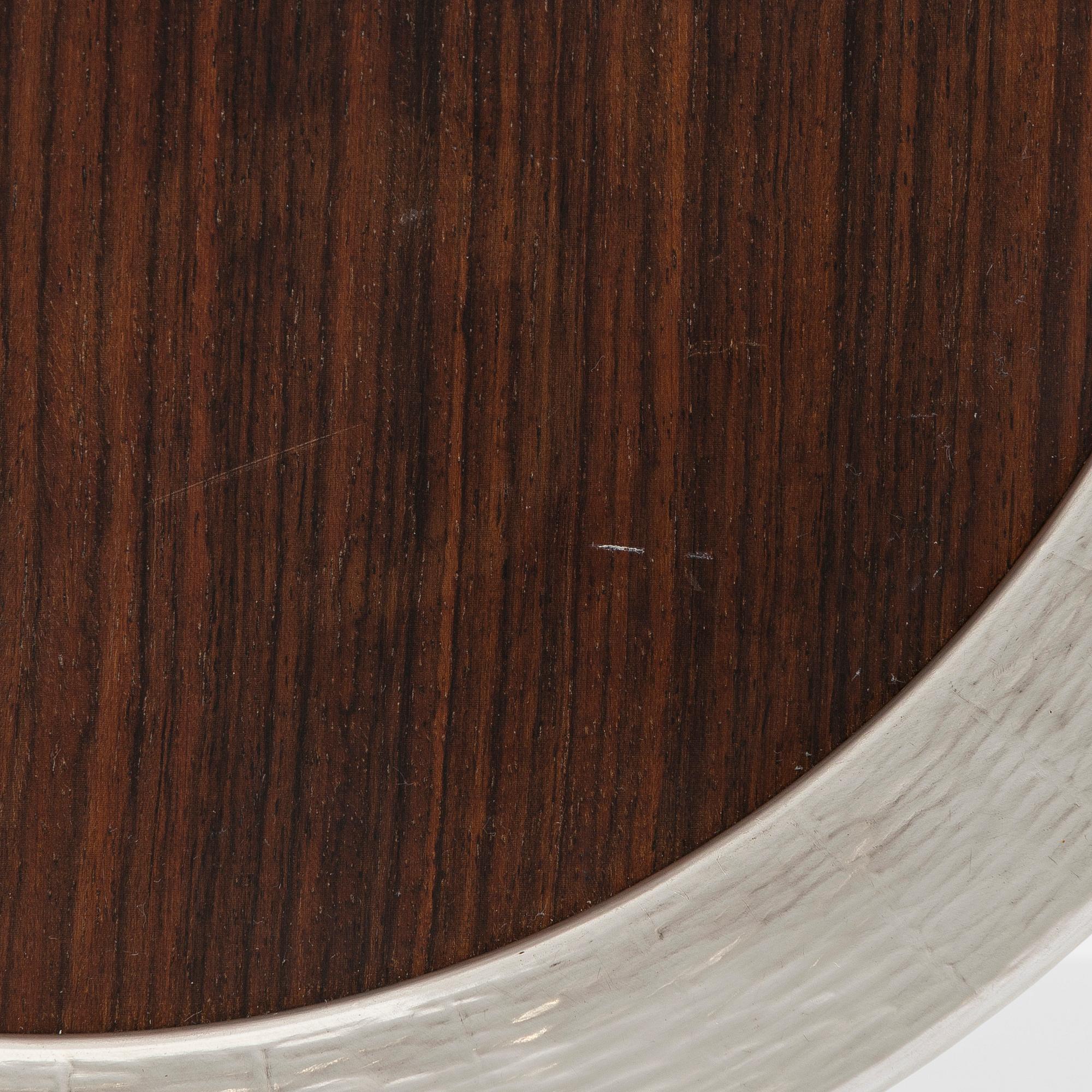 Tapio Wirkkala, four silver beakers, and a rosewood and sterling silver tray, Kultakeskus, Hämeenlinna 1973-74.