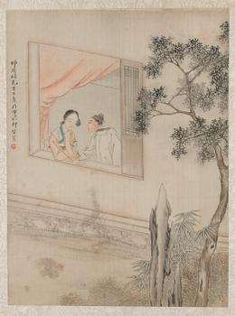 4 målningar på siden, Kina 1800/1900-tal.