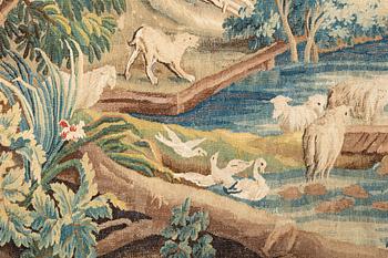 A tapestry "A Pastoral scene", tapestry weave, ca 275,5-278,5 x 407 cm, Aubusson, France, 18th century.