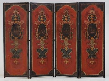 VIKSKÄRM, 4 delar, 1700-/1800-tal. Olja på duk.