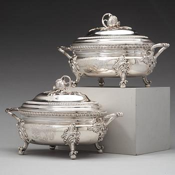 A pair of English mid 18th century tureens, mark of Edward Wakelin, London 1755.