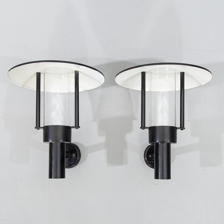 FALKENBERGS BELYSNING, a pair of wall lamps for out doors, late 20th century.