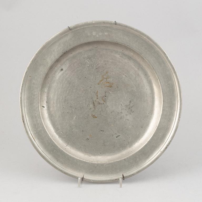 A group of six pewter dishes, different makers mark, most early 19th Century, Swedish/English.