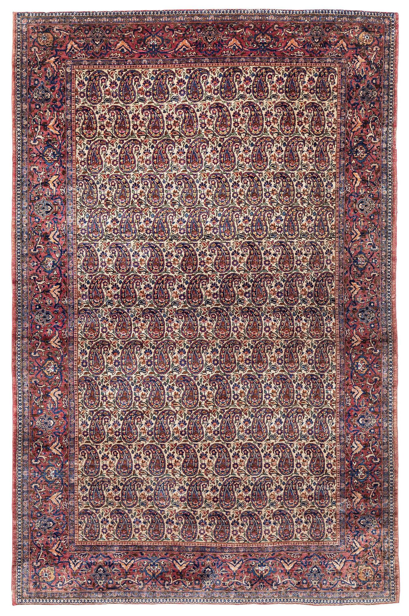 An antique silk Kashan, Central Persia, c. 201 x 130 cm.