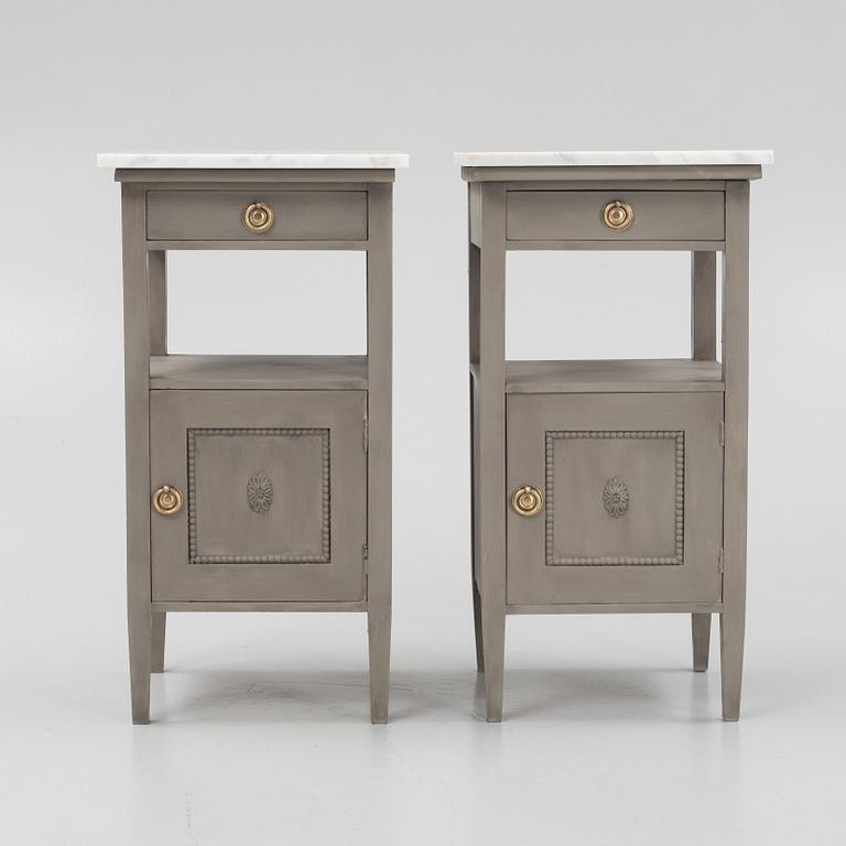 Bedside tables, a pair, first half of the 20th century.