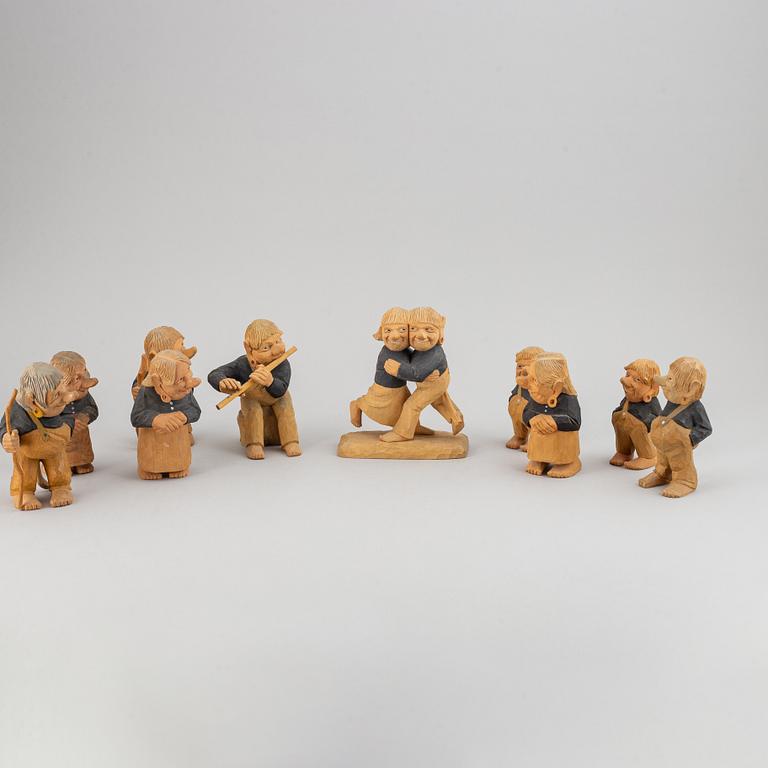 HERMAN ROSELL, sculptures, wood, 10, signed and dated 1951-1959.