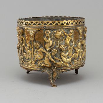 A 19th century brass flower pot.