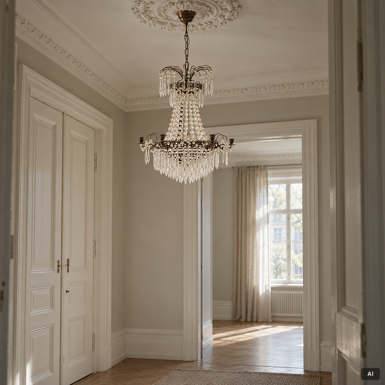 An Empire-style chandelier, circa 1900.