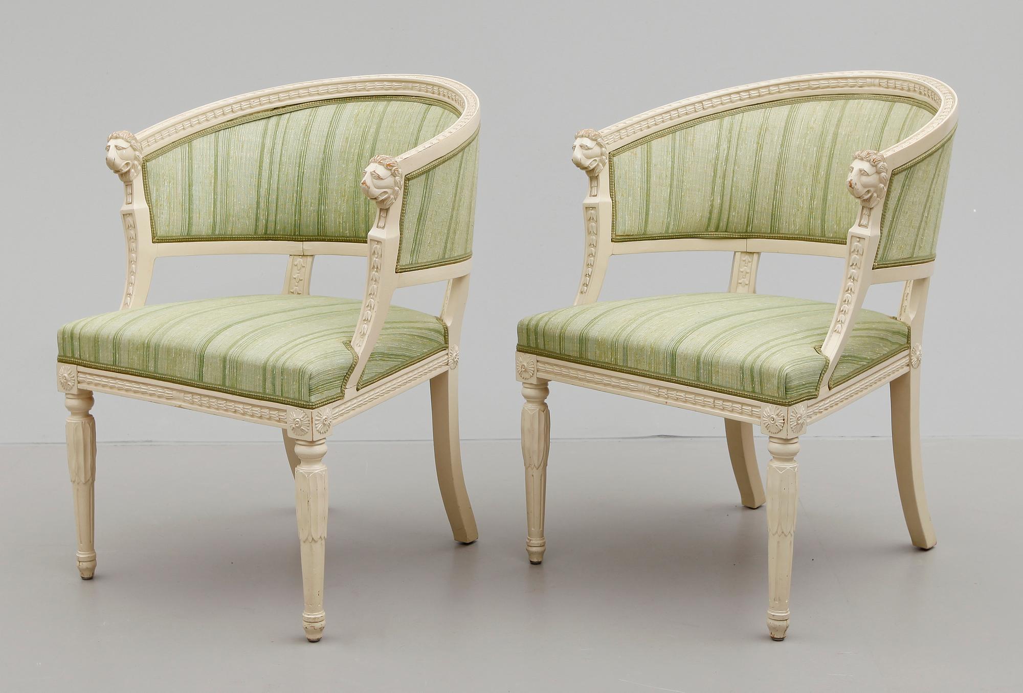 BALJFÅTÖLJER, 1 par, empirestil, 1900-talets första hälft.