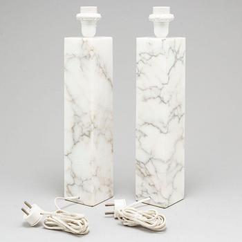 A pair of marble table lamps, Bergboms, second half of the 20th century.