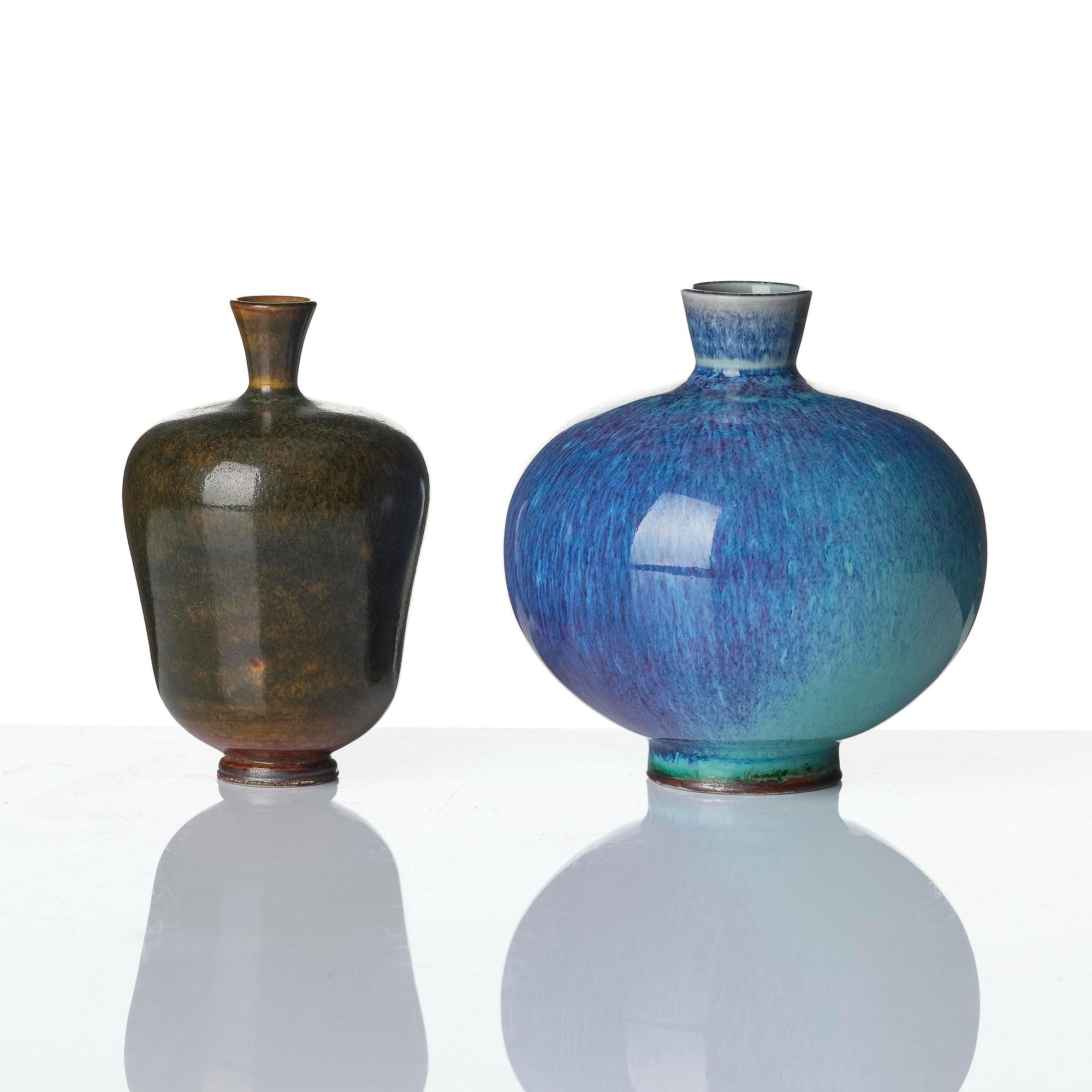 Berndt Friberg, a set of five stoneware vases and three bowls, Gustavsberg Studio 1969-76.