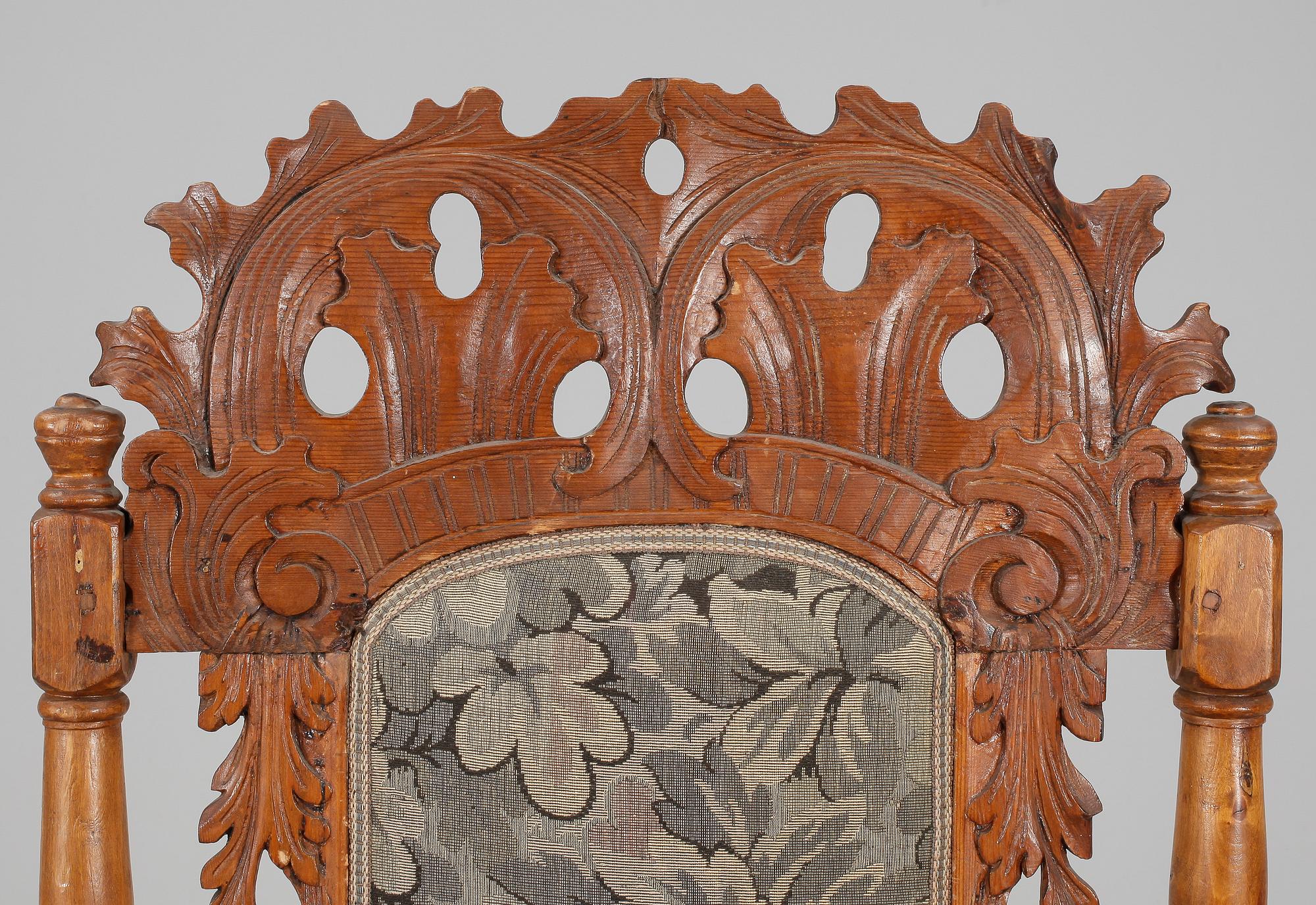 KARMSTOL, barockstil, 1800-tal.