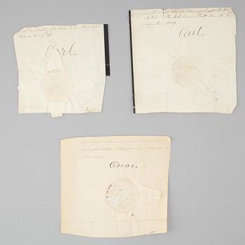 Royal signatures by Carl XV & Oscar II.