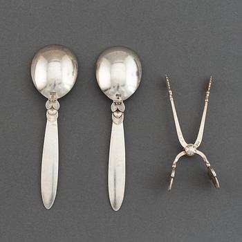 Georg Jensen, three Cactus silver cutlery. Denmark.